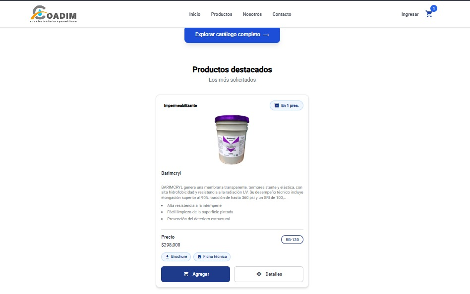 Catálogo de productos destacados del e-commerce COADIM